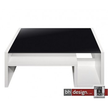 Arte M Couchtisch Game Weiss/Schwarzglas 90 cm x 90 cm