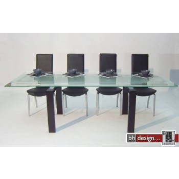 Caroline Esstisch wenge gebeizt und Milchglas 170/240 cm