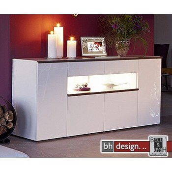 Arte M Kommode Linea W Weiss/ HG/ Esche dunkel 210 cm x 88,5 cm
