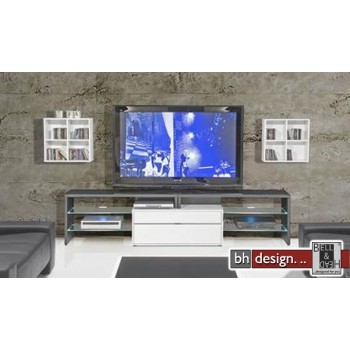 Arte M Media Home TV-Tisch Weiss/Schwarz 245 x 57 cm