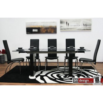 Rom Esstisch Marmor Glas Schwarzglas 