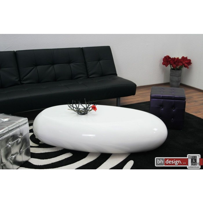 Design Couchtisch oval weiss hochglanz 130 x 70 cm NEU Design Couchtisch oval weiss hochglanz 130 x 70 cm NEU