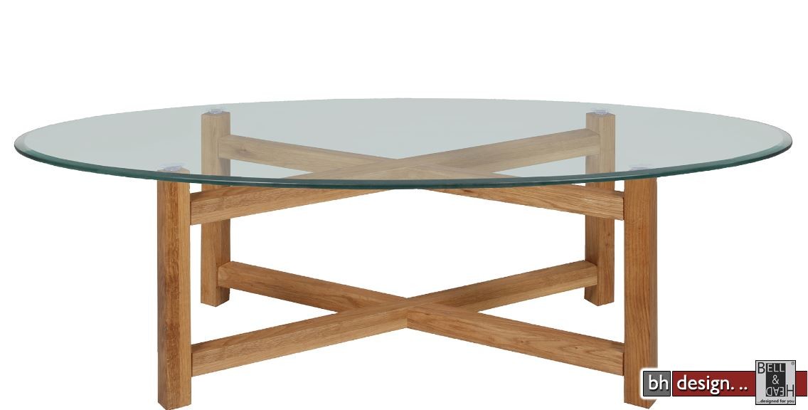 Melia couchtisch klarglas mit eiche massiv oval 140 x 65 cm ...