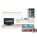 Arte M Wohnwand Linea W Weiss/ HG/ Esche dunkel/Glas 300 cm x 200 cm