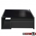 Arte M Couchtisch Game Schwarz/Schwarzglas mit Schubladen 90 cm x 90 cm