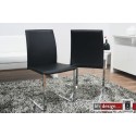 Andree Freischwinger Lederstuhl schwarz mit Flachstahlgestell