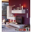 Arte M Wohnwand Linea W Weiss/ HG/ Esche dunkel 300 cm x 200 cm