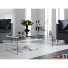 Trapetz Retro Couchtisch aus Glas gebogen 135 x 65 cm