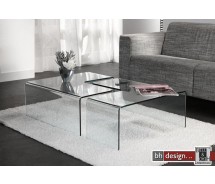 Thilde Retro 2-Satz Couchtisch aus gebogenem Glas 120 x 80 cm