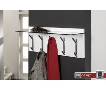 Carry Line Garderobe Breit mit 5 Haken und Hutablage Hochglanz weiss oder schwarz 36 x 90 cm