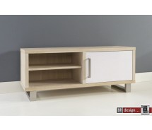 Brick TV-Bord 120 cm Hochglanz Weiss mit Eiche (Extrem Gloss)