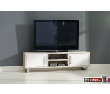 Brick TV-Bord 172 cm Hochglanz Weiss mit Eiche (Extrem Gloss)