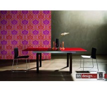 Versus Esstisch wenge gebeizt und Rotglas 160 bis 205 cm