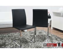 Andree Freischwinger Lederstuhl schwarz mit Flachstahlgestell