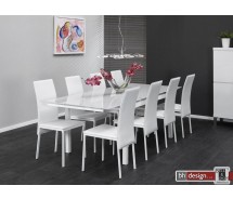 Carola Esstisch hochglanz weiss mit Weissglas 140/220 cm