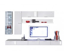 Arte M Wohnwand Game Plus Weiss Hochglanz/ Glas 300 cm x 182,5 cm x 55 cm