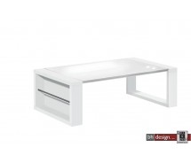 Arte M Couchtisch Game Weiss/Weissglas 110 cm x 60 cm