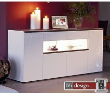 Arte M Kommode Linea W Weiss/ HG/ Esche dunkel 210 cm x 88,5 cm
