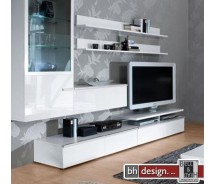 Arte M Wohnwand Linea W Weiss/ HG/ Silber 300 cm x 200 cm