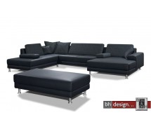 Arte M Sofalandschaft Malibu Hawaii Schwarz mit Hocker 355 cm x 235 cm 