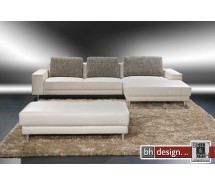 Arte M Ecksofa Malibu Creme mit Hocker 305 cm x 161 cm