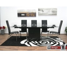 Solo Esstisch ausziehbar Schwarzglas Marmor 175/225 cm 