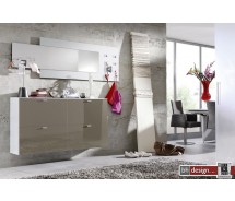 Arte M Schuhschrank Gallery Weiss mit alternativen Fronten weiss HG, Steingrau HG 150 x 78,5 cm