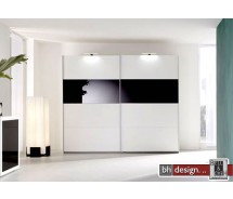 Arte M Schiebetürenschrank Style Weiss / Schwarzglas