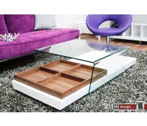 Switch Couchtisch hochglanz weiss mit gebogenem Glas  140  x  68 cm 