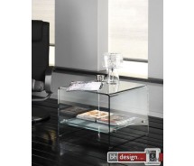 Tessa Retro Beistelltisch aus gebogenem Glas 60 x 60 cm