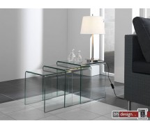 Trapetz 3 - Satz Tisch gebogenes Glas