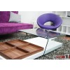 Switch Couchtisch hochglanz weiss mit gebogenem Glas  140  x  68 cm 