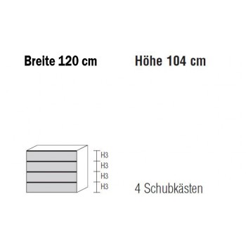 Nolte Möbel Kommode Alegro2 Style, 120 x 104 cm, 4 Schubkästen in verschiedenen Farben