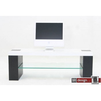 Wister TV Tisch weiß und Beine schwarz 130 x 45 cm