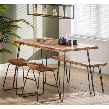 Baumstamm Esstisch  Modell Edge, massiv Akazienholz 130 x 70 cm