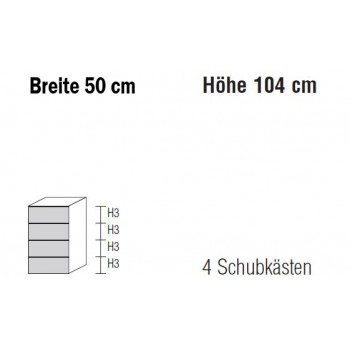 Kommode Alegro2 Style by Nolte Möbel, 50 x 104 cm cm, 4 Schubkästen, in verschiedenen Farben