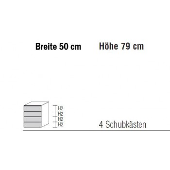 Nachtkonsole Alegro2 Style by Nolte Möbel, 50 x 79 cm , 4 Schubkästen, in verschiedenen Farben