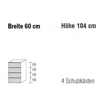 Kommode Alegro2 Style by Nolte Möbel, 60  x 104 cm, 4 Schubkästen, in verschiedenen Farben