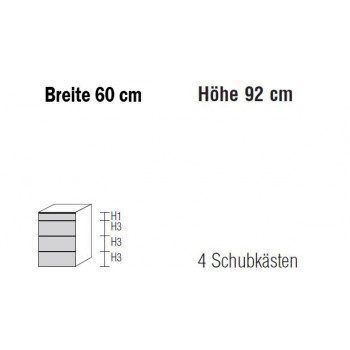 Alegro2 Style Kommode by Nolte Möbel, 60 x 92 cm, 4 Schubkästen, in verschiedenen Farben