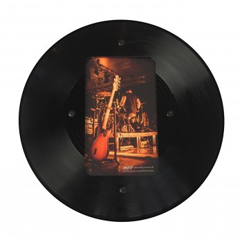Runder LP Bilder-Rahmen aus echter Vinyl-Schallplatte mit Bildausschnitt 17,5 x 10,5 cm