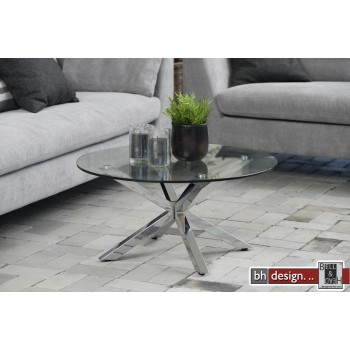 Star Couchtisch Glas und Stahl verchromt 82 cm rund