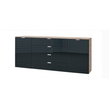 Express Möbel Sideboard One 700 , 2 Türen 4 Schubkästen,  Front in Glas  B 180 cm x H 80 cm