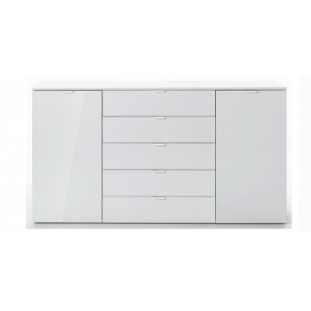 Express Möbel Sideboard One 700 , 2 Türen 5 Schubkästen,  Front Weiss hochglanz,  B 180 cm x H 100 cm