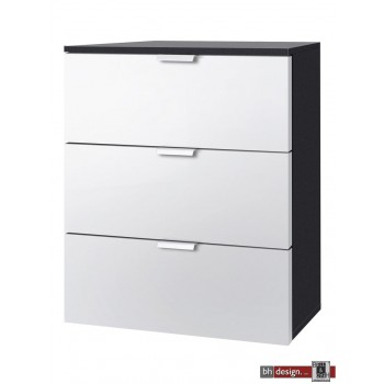 Express Möbel Kommode One 700 , 3 Schubkästen, Front verschiedene Glasvarianten, 50 x 61 cm