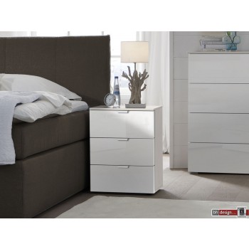 Express Möbel Nachtkonsole One 700 , 3 Schubladen, Front hochglanz weiss, B 50 cm x H 61 cm