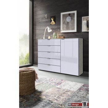 Express Möbel Kommode One 700 , 5 Schubkästen, 1 Tür, Front verschiedene Glasvarianten, 130 x 100 cm