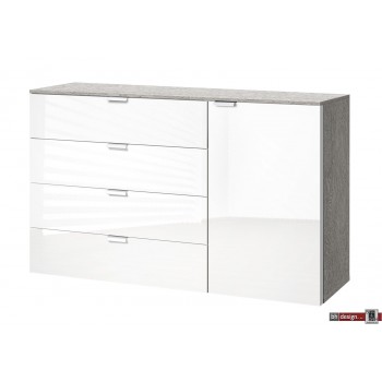 Express Möbel Kommode One 700, 4 Schubkästen, 1 Tür, Front verschiedene Glasvarianten, 130 x 80 cm