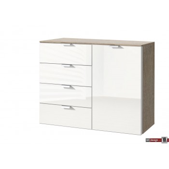 Express Möbel Kommode One 700, 1 Tür, 4 Schubkästen, Front hochglanz weiss,  B 100 cm x H 80 cm