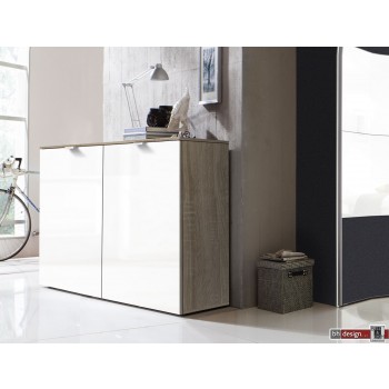 Express Möbel Kommode One 700 , 2 Türen, Front hochglanz weiss, B 100 cm x H 80 cm