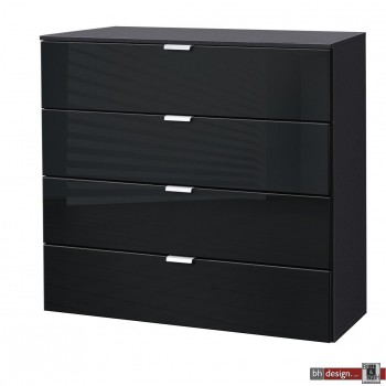 Express Möbel Kommode One 700 , 4 Schubkästen, Front verschiedene Glasvarianten, 80 x 80 cm